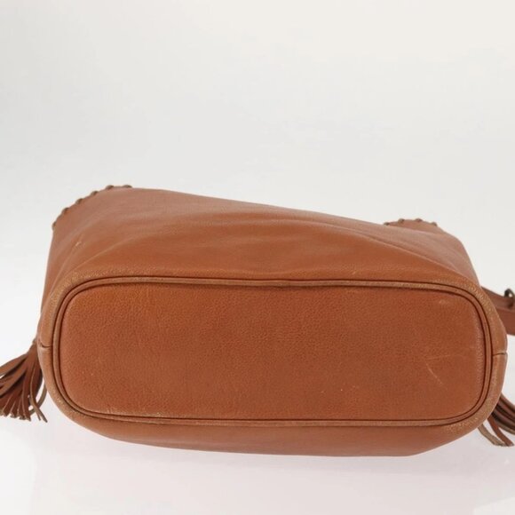 SAINT LAURENT Shoulder Bag Leather Brown Gold Auth SW1562 - Picture 7 of 16